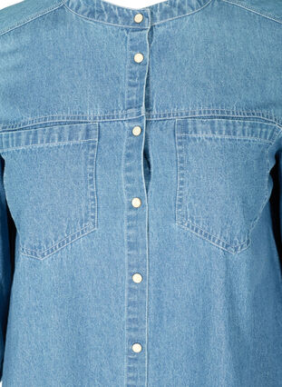 Lange denim blouse in katoen, Blue denim ASS, Packshot image number 2