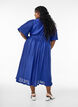 Geplooide midi-jurk met vleermuismouwen, Blauw, Model image number 1