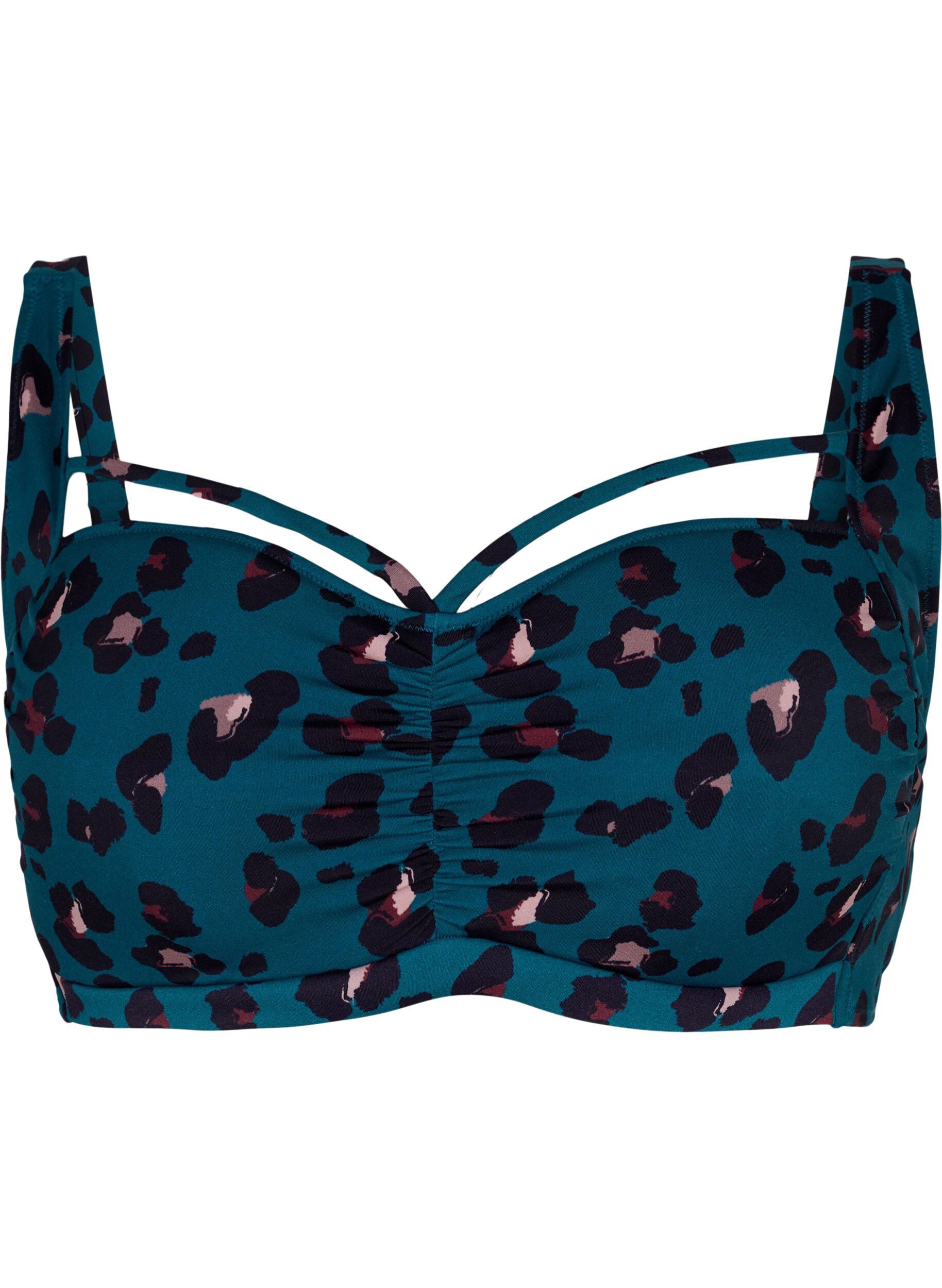Zizzi Bikinitop met drapering en string, Leopard, Packshot image number 0