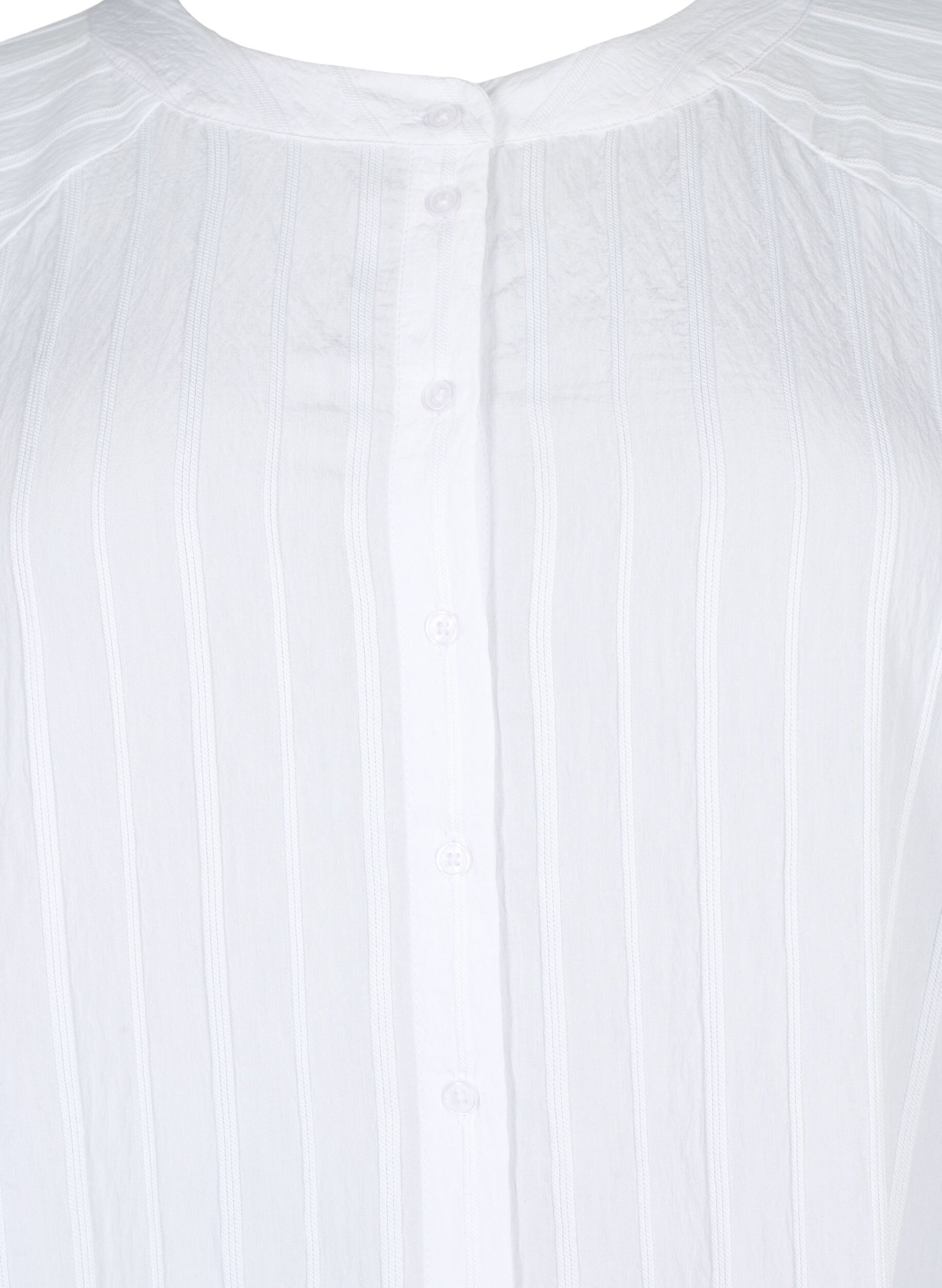 Zizzi Lang viscose shirt met gestreepte structuur, Bright White, Packshot image number 2