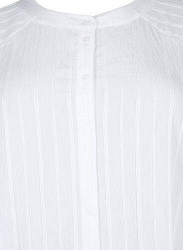 Lang viscose shirt met gestreepte structuur, Bright White, Packshot image number 2