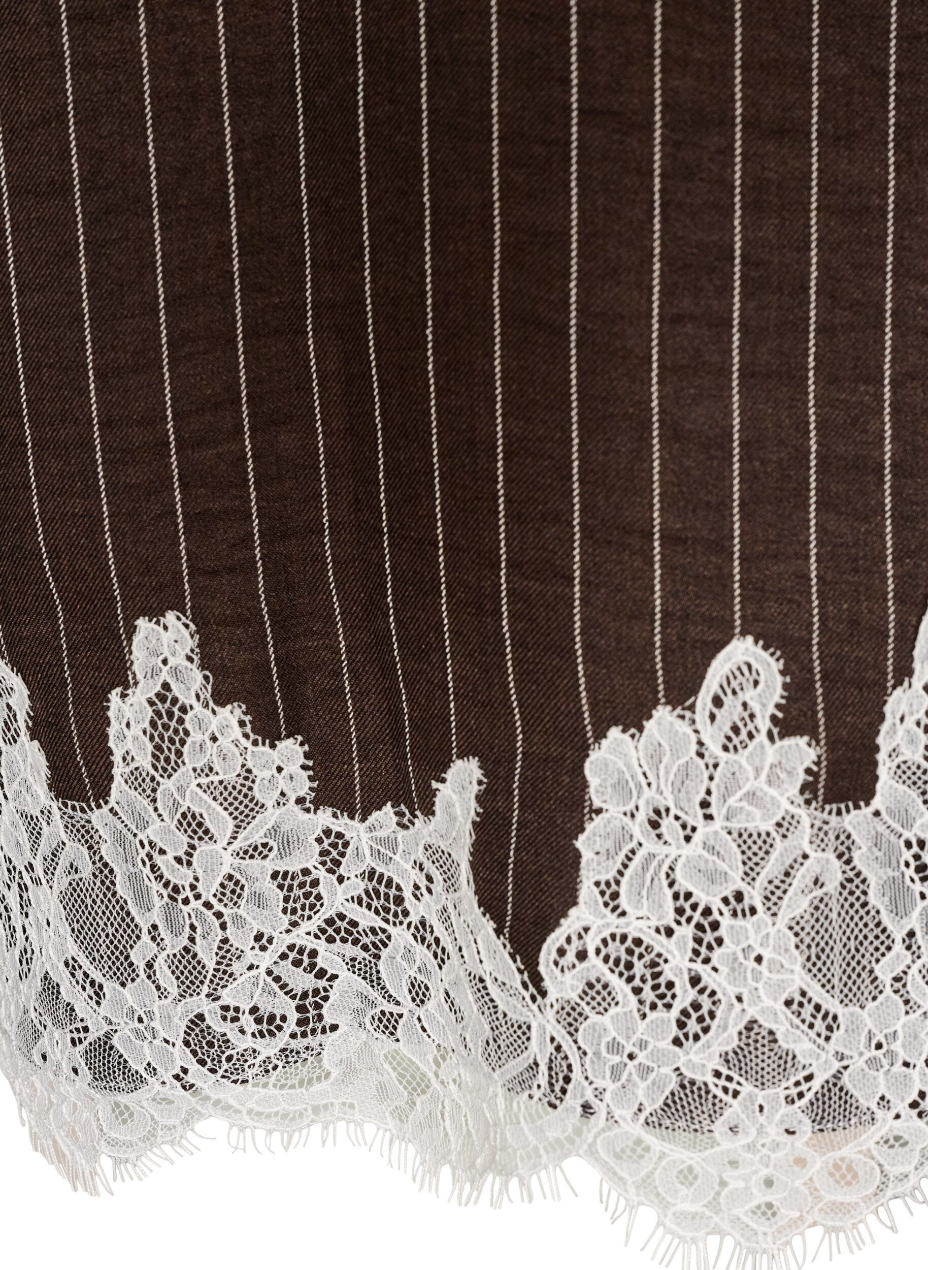 ZizziKrijtstreepblouse met kanten rand, Bruin, Packshot image number 3
