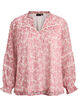 Chiffonblouse met bloemenprint en gehaakte bies, Rood, Packshot image number 0