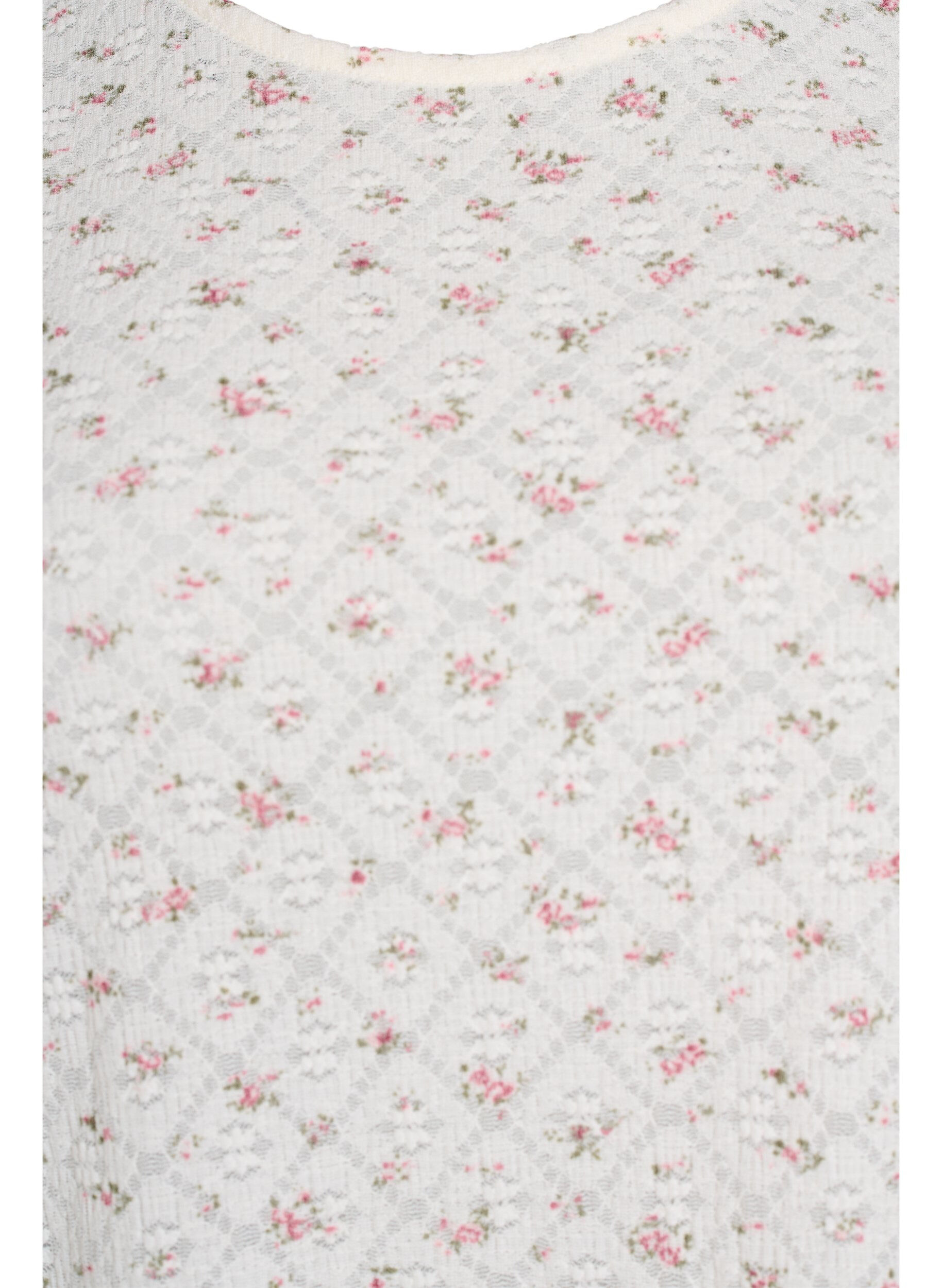 Zizzi Jersey blouse met korte mouwen en bloemenprint, Wit, Packshot image number 2