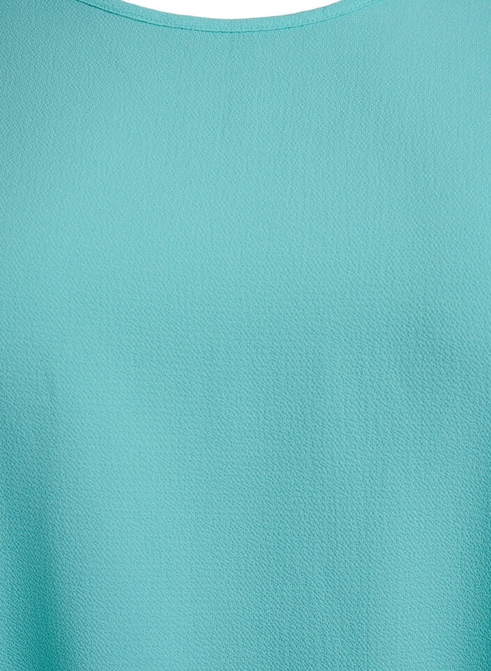 Blouse met korte mouwen en een ronde halslijn, Blauw, Packshot image number 2