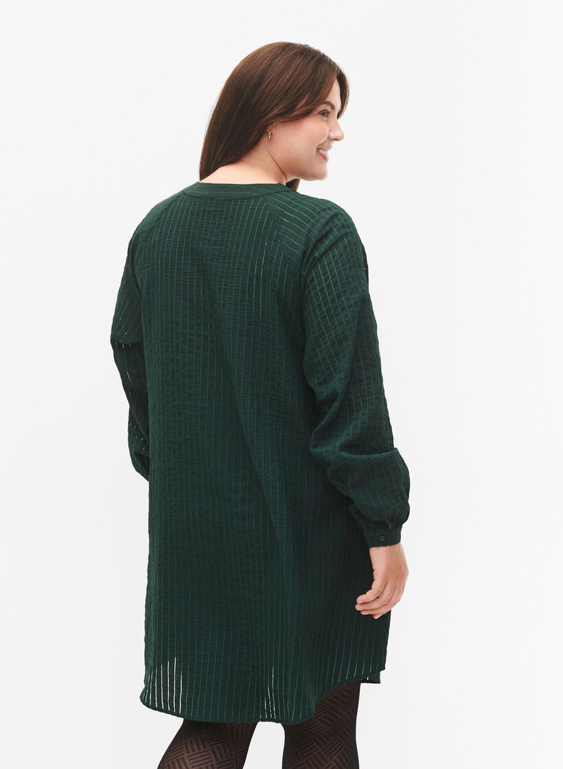 Lange viscose shirt met gestreept patroon, Scarab, Model image number 1