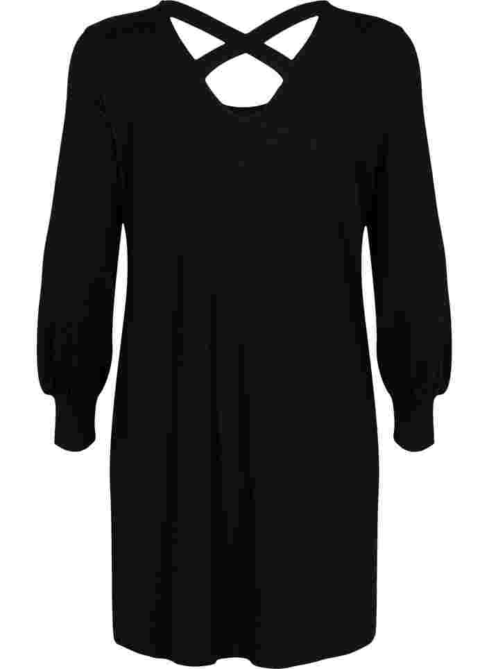 Jurk met lange mouwen en rugdetail, Black, Packshot image number 1