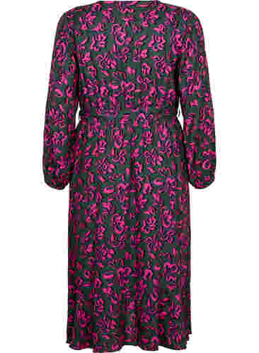 Midi-jurk met print van viscose met wikkeleffect, Deep Forest AOP, Packshot image number 1