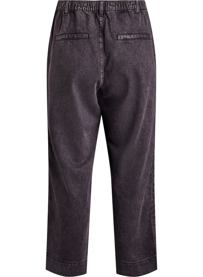 Brede jeans met een elastische tailleband, Grijs, Packshot image number 1