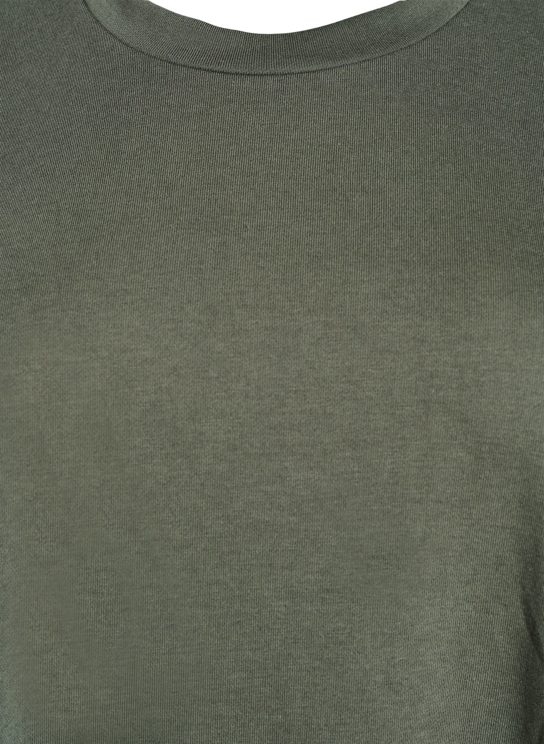 Zizzi Knielange jerseyjurk met zakken en A-lijn vorm, Groen, Packshot image number 2