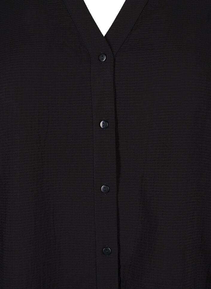 Viscose overhemd blouse met driekwart mouwen, Black, Packshot image number 2