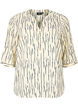 Blouse met print en 3/4 mouw, Off White Stripe, Packshot image number 0