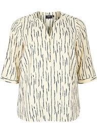 Blouse met print en 3/4 mouw, Off White Stripe