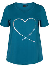 T-shirt met korte mouwen en print, Blue Coral