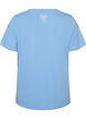 Katoenen T-shirt met V-hals en print aan de voorkant, Blauw, Packshot image number 1
