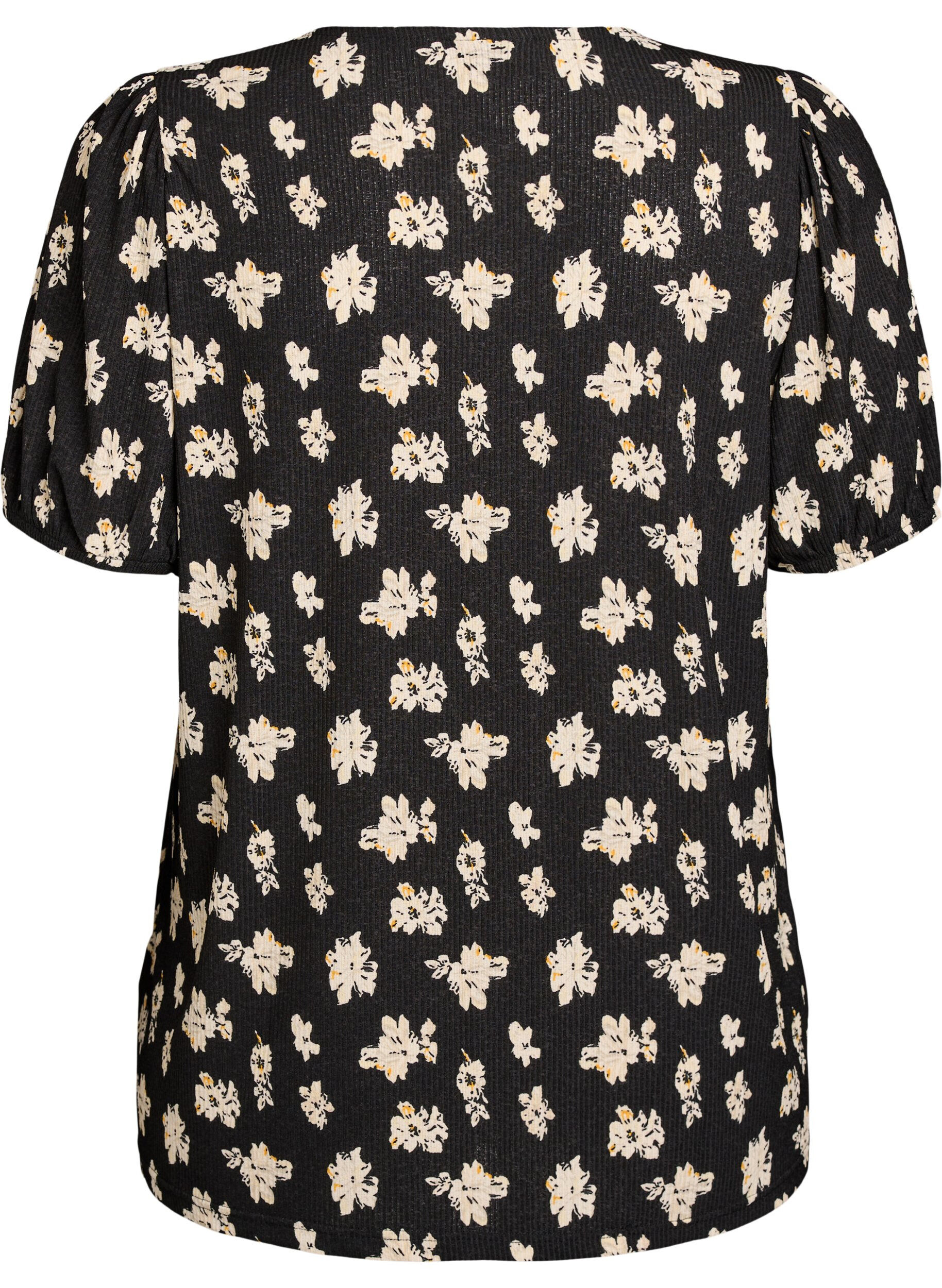Zizzi Blouse met korte mouwen, Zwart, Packshot image number 1