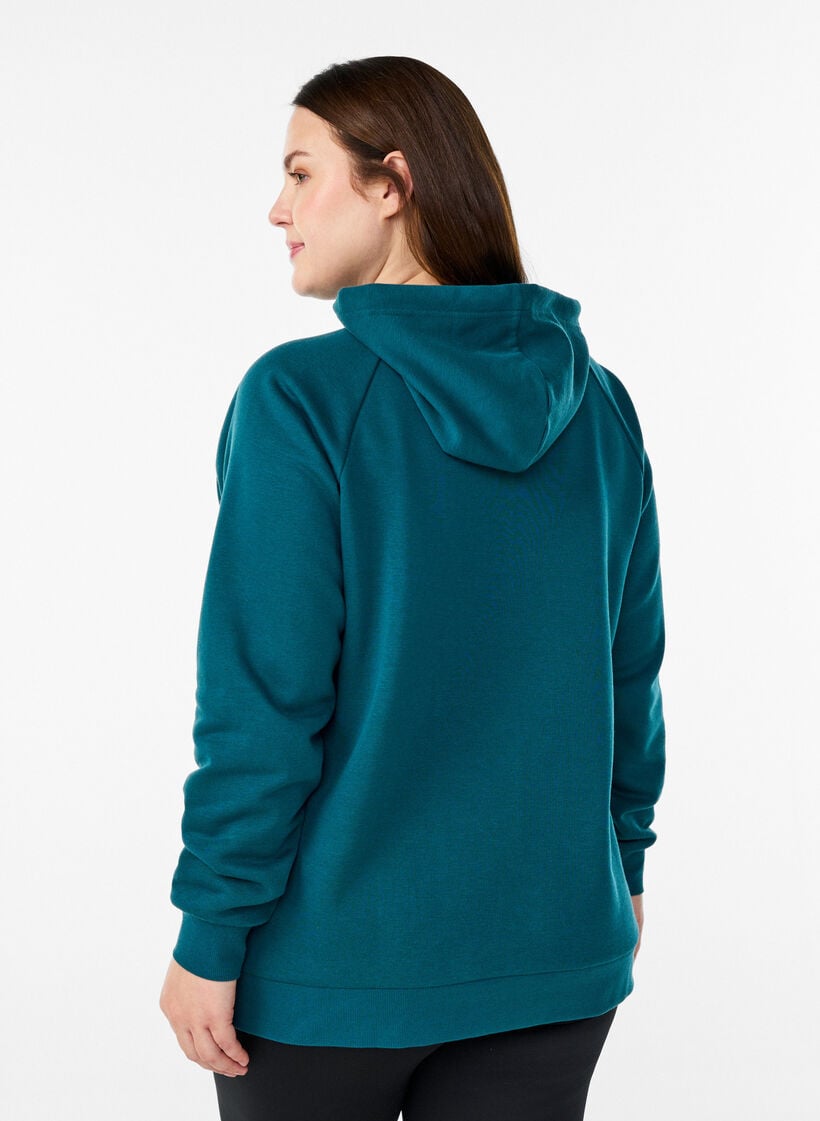 Hoodie met geborduurd frontmotief, Groen, Model