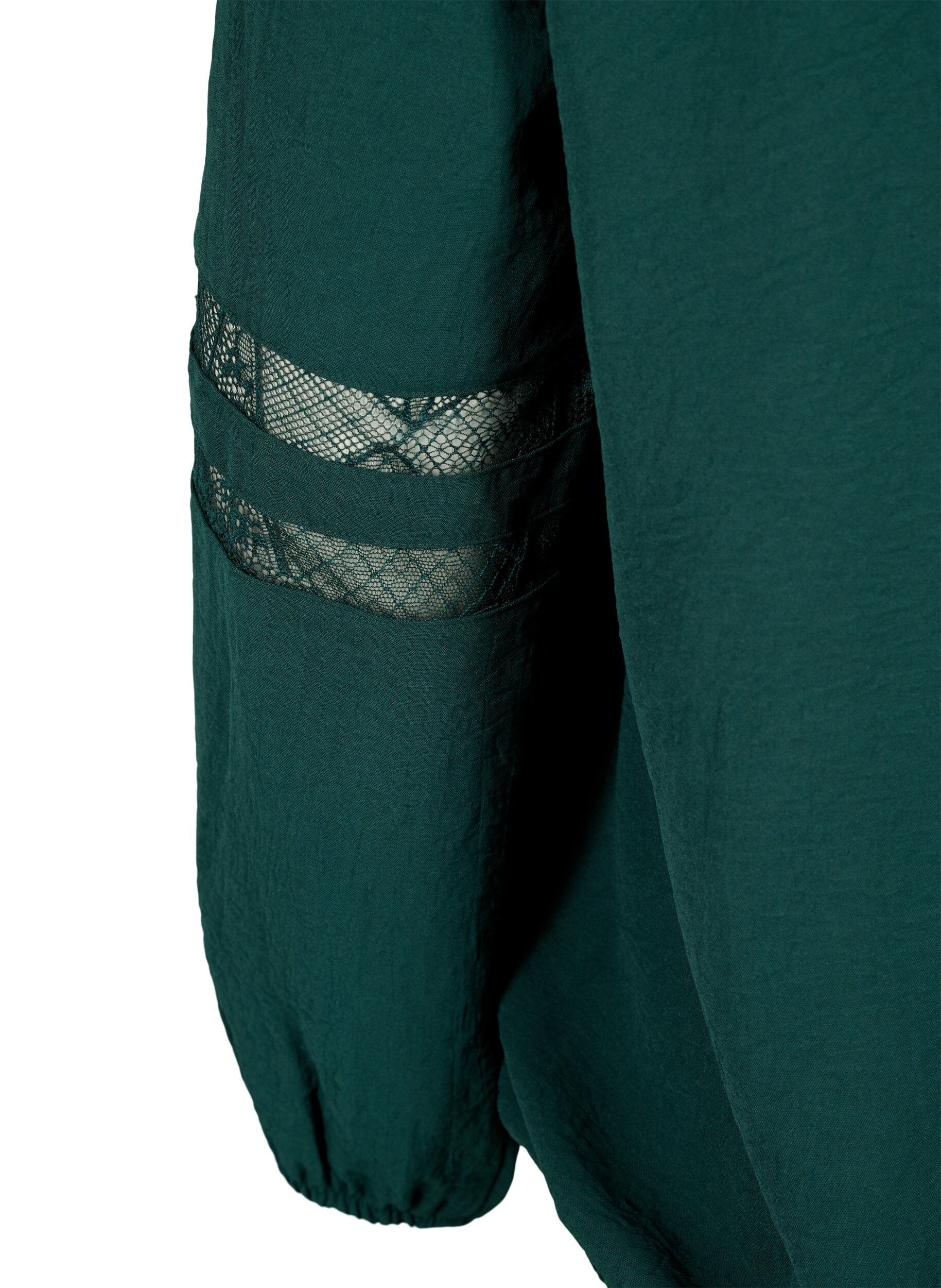 Zizzi Blouse met lange mouwen en kant, Scarab, Packshot image number 3