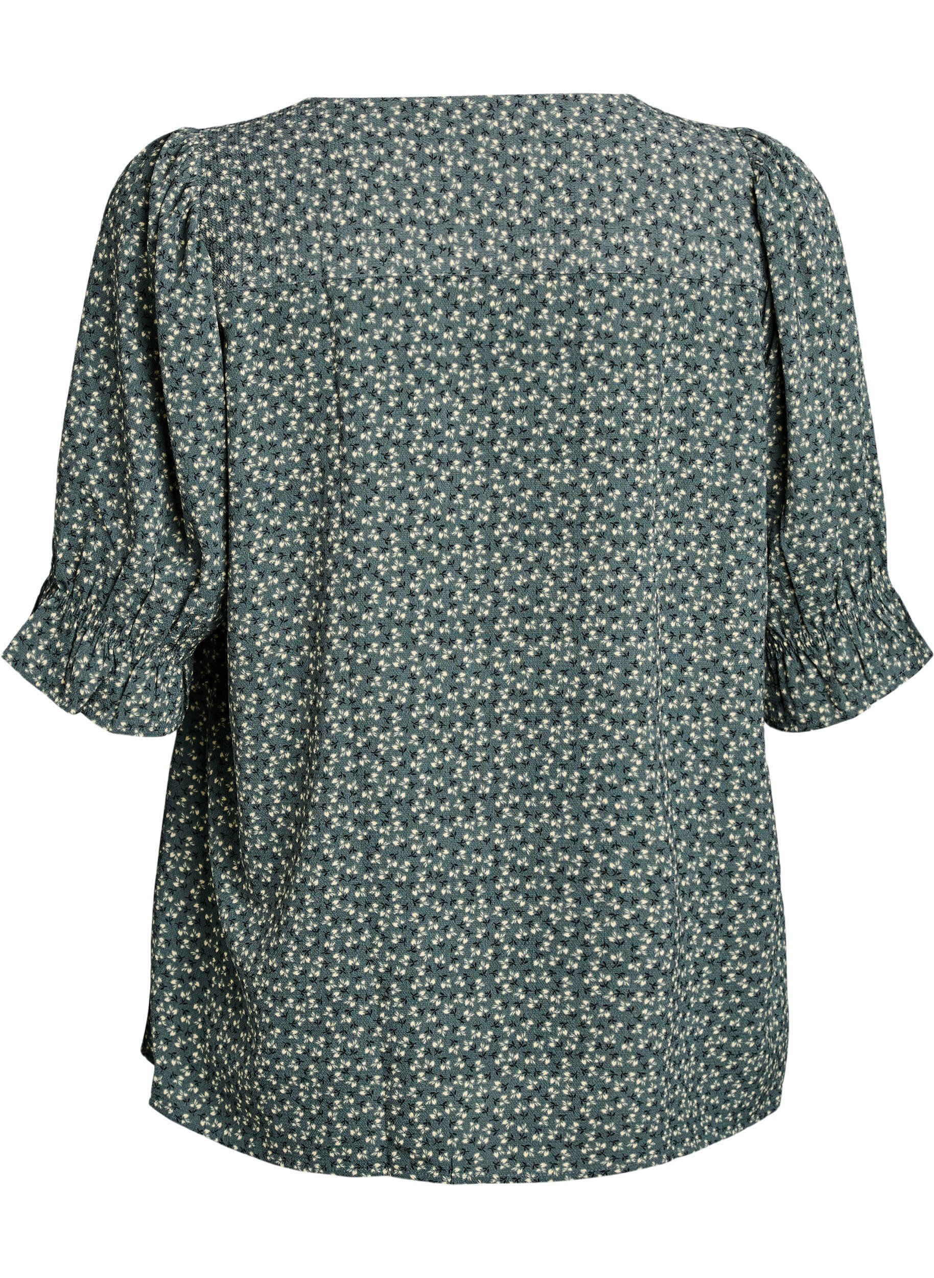 Zizzi Shirtblouse met 1/2 mouwen, Groen, Packshot image number 1