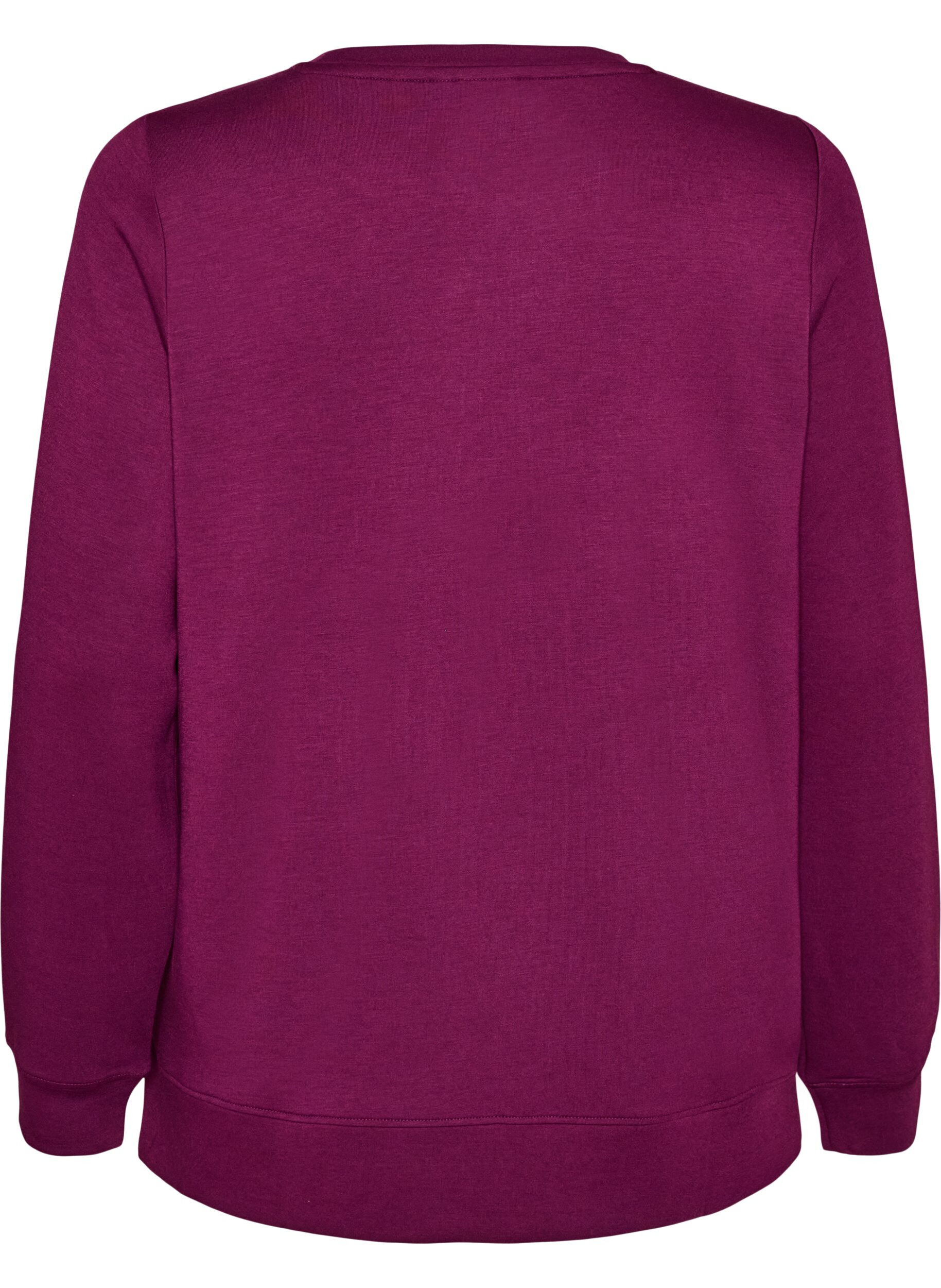 ZizziJersey blouse met lange mouwen en een ronde hals, Paars, Packshot image number 1