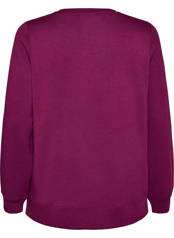Jersey blouse met lange mouwen en een ronde hals, Paars, Packshot image number 1