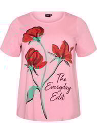Katoenen T-shirt met print aan de voorkant, Roze
