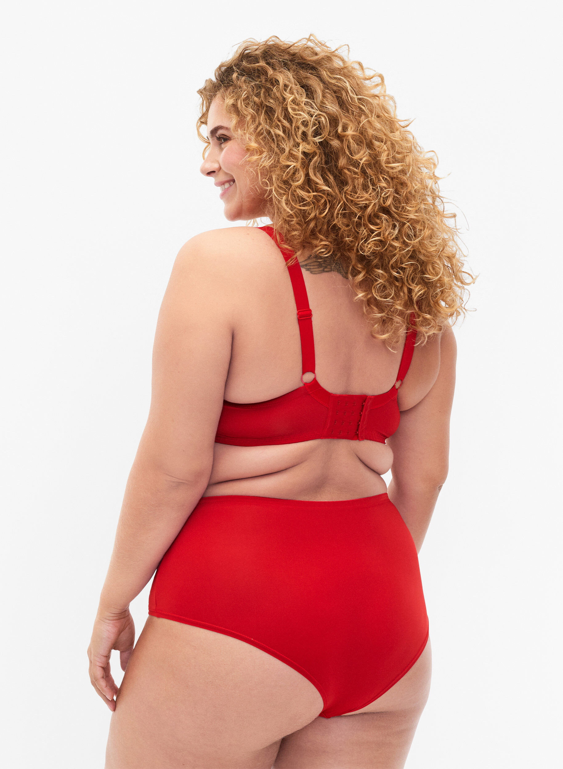 Zizzi Kanten hipster met regelmatige taille, Salsa, Model image number 1