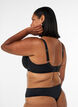 Gewatteerde microvezel beha met geruit patroon, Zwart, Model image number 2