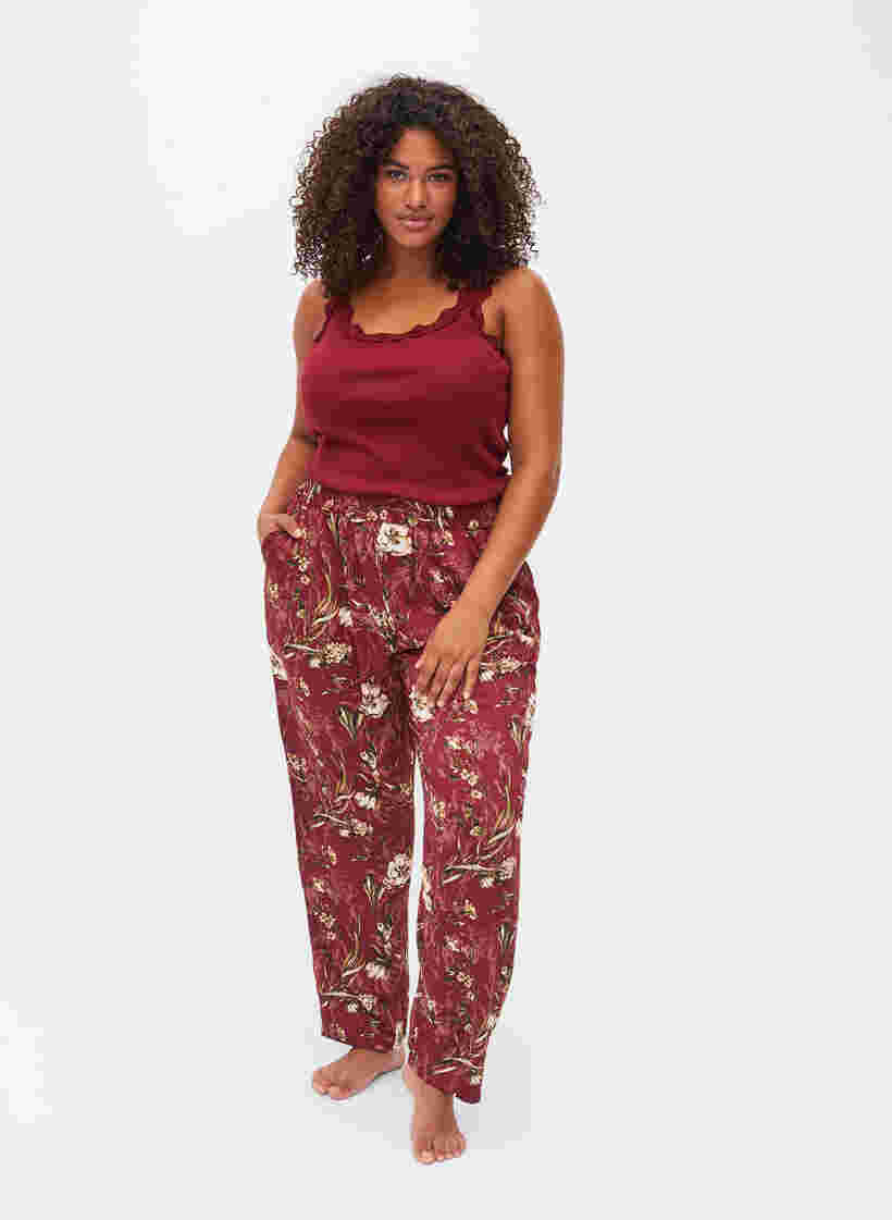 Pyjamabroek met bloemenprint, Cabernet Flower Pr., Model image number 0