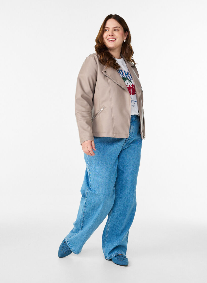Bikerjack in imitatieleer, Beige, Model image number 1