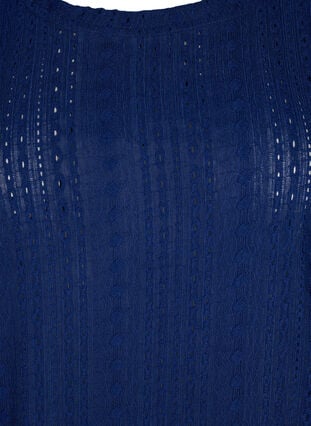 Blouse met korte mouwen en getextureerd patroon, Medieval Blue, Packshot image number 2