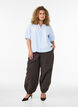 Overhemdblouse met knoopsluiting en strikceintuur, Blauw, Model image number 1