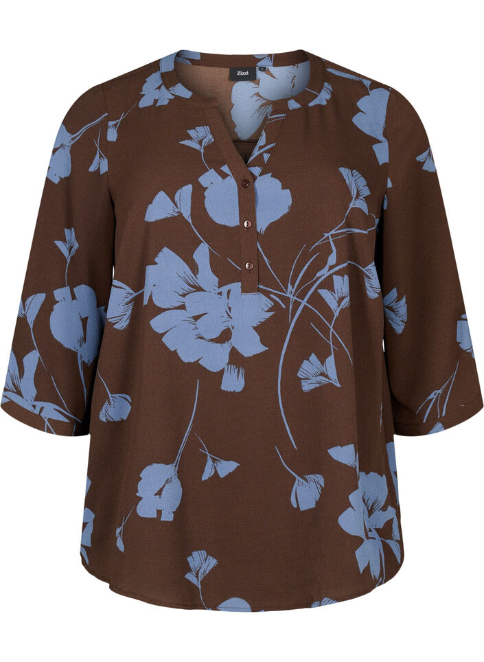 Blouse met bloemendesign en 3/4 mouw, Falcon Flower, Packshot image number 0