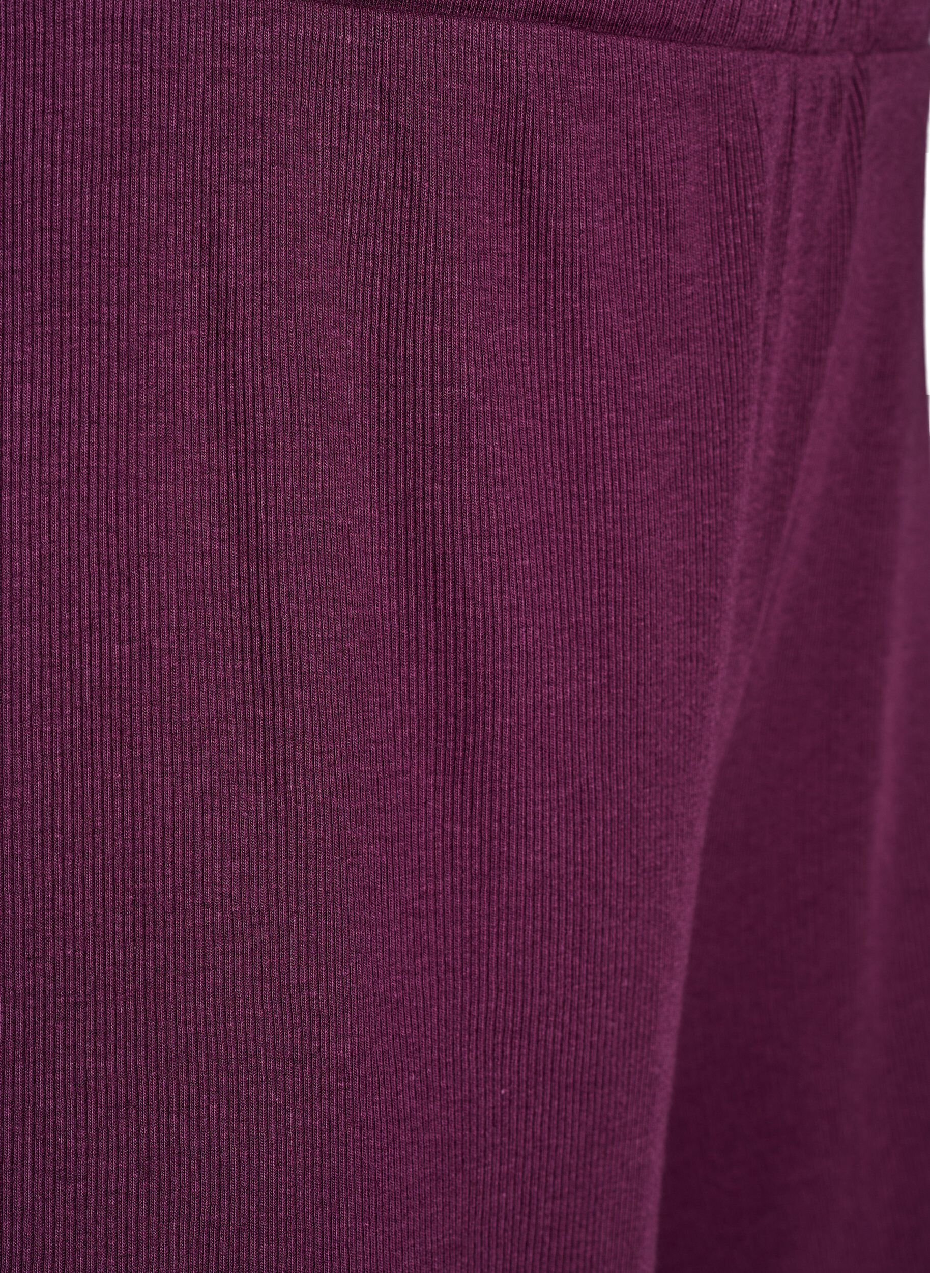 ZizziLichte nachtshorts met ribde structuur en kanten afwerking, Donker Bordeaux, Packshot image number 2