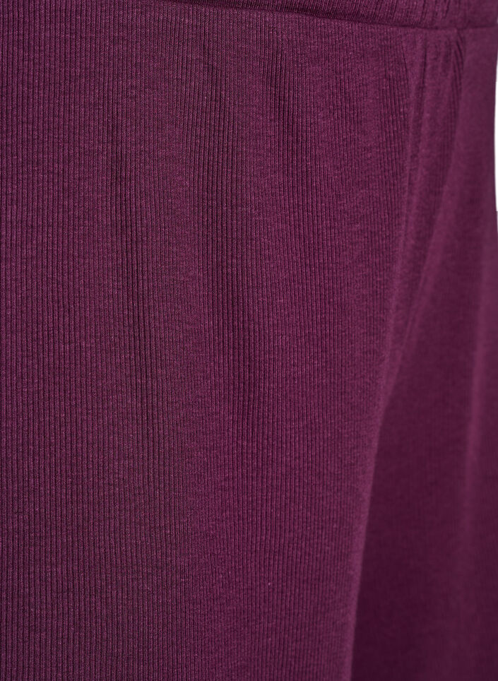 Lichte nachtshorts met ribde structuur en kanten afwerking, Donker Bordeaux, Packshot image number 2