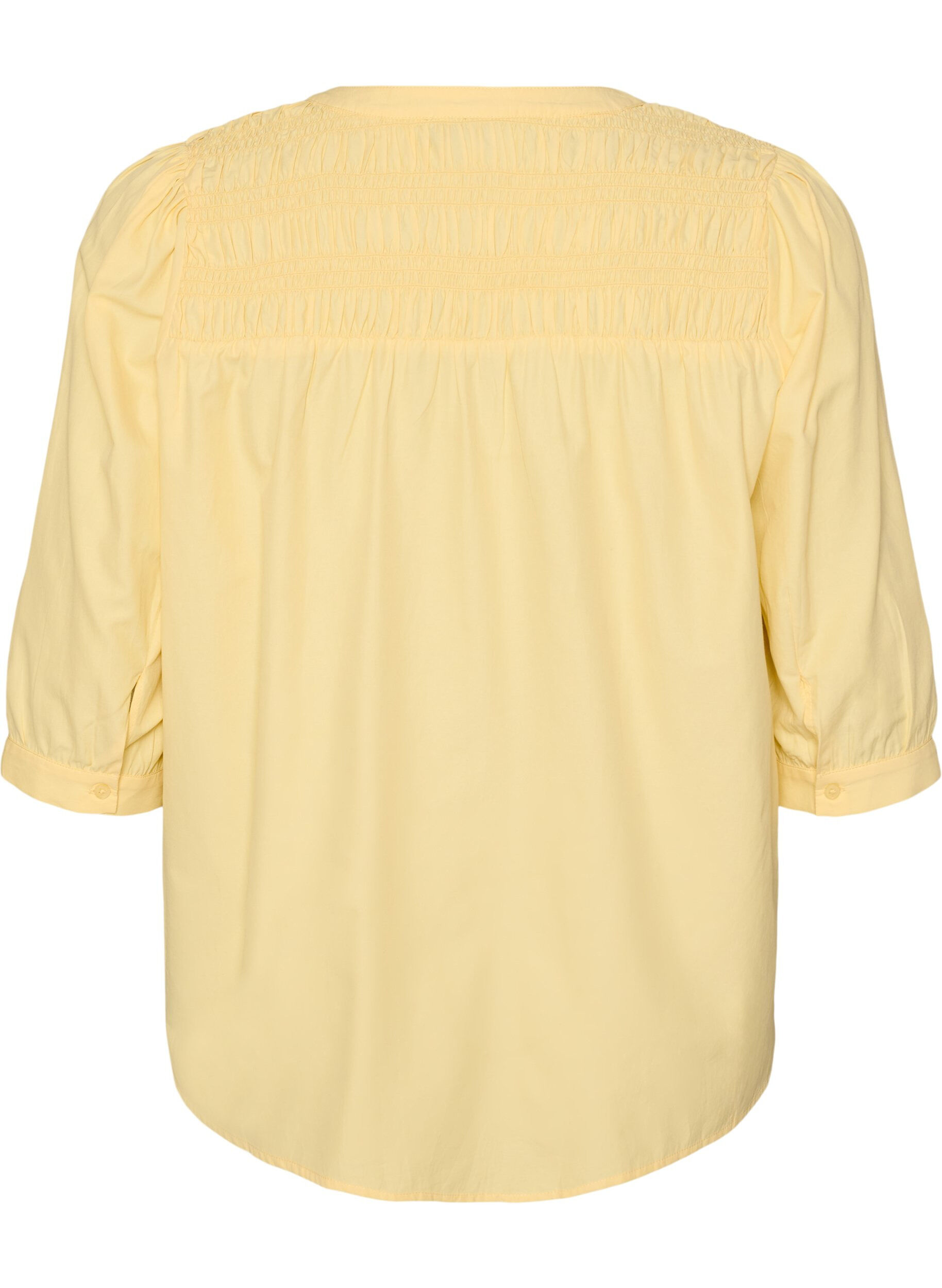 ZizziBlouse met smock en 3/4 mouwen, Geel, Packshot image number 1