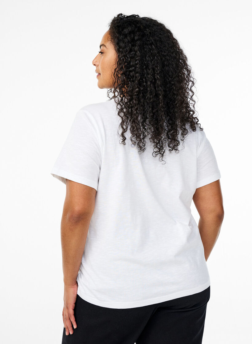 T-shirt met knoopdetail, Wit, Model image number 2