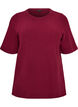 Blouse met een textuur met ellebooglengte mouwen, Rood, Packshot image number 0