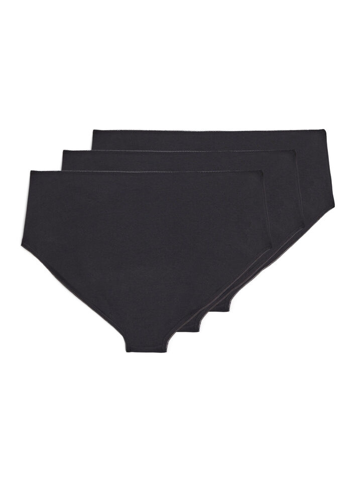 3-pack katoenen slip met normale taille, Zwart, Packshot image number 1