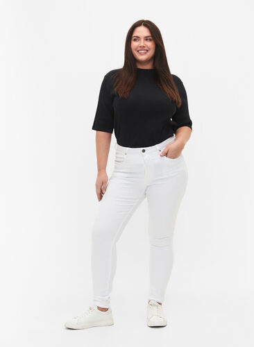 Super slim Amy jeans met hoge taille, White, Model image number 0