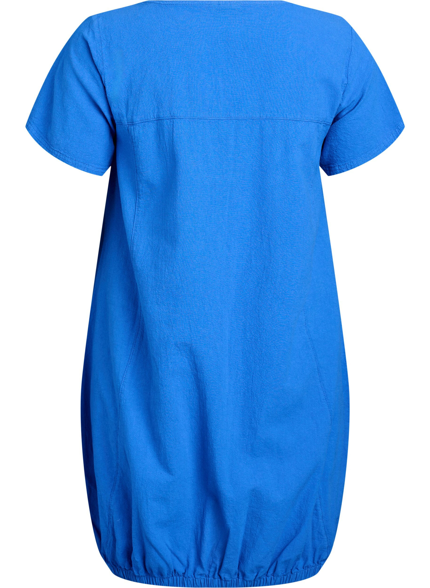 ZizziKatoenen jurk met korte mouwen, Blauw, Packshot image number 1