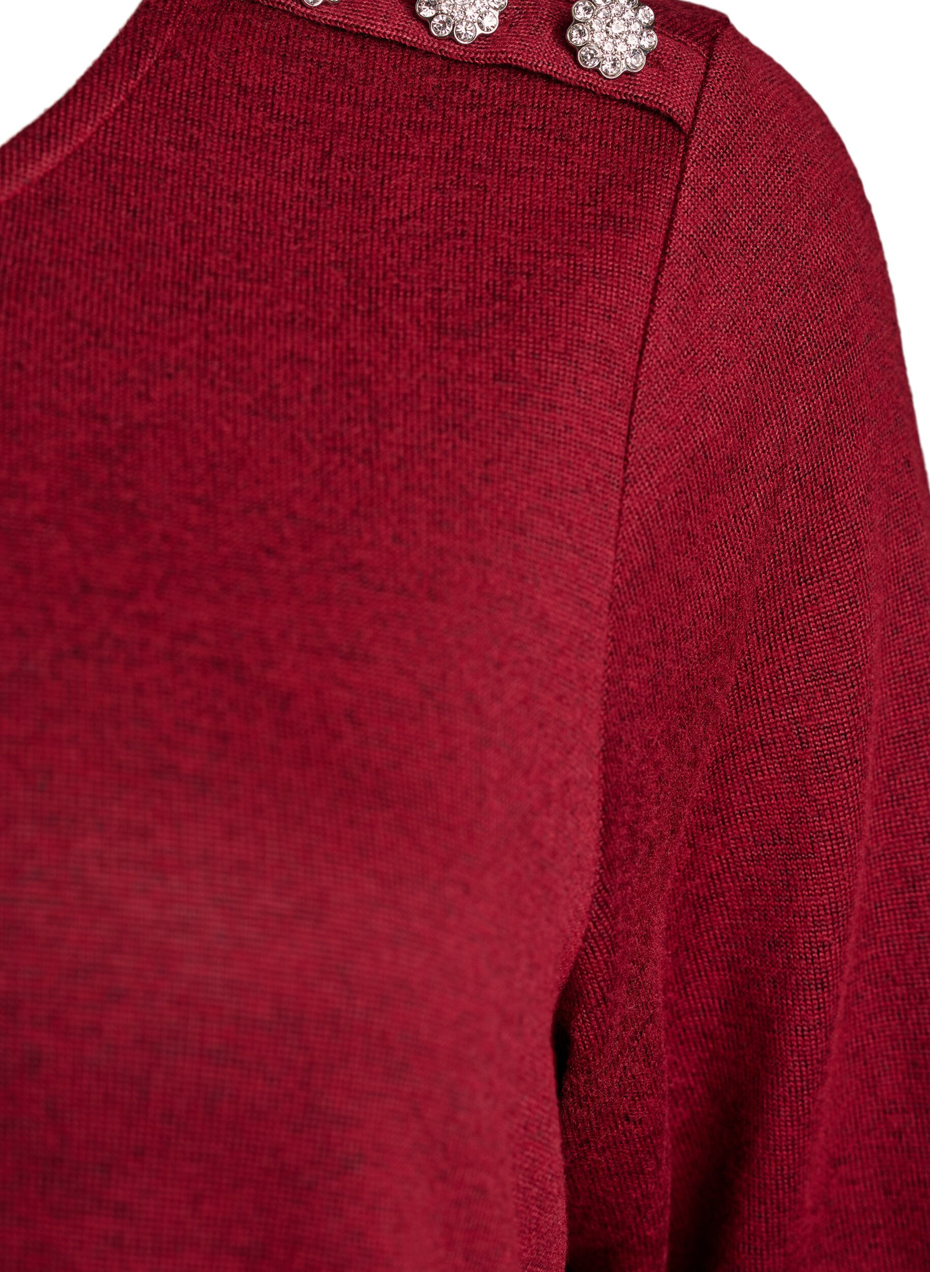 Zizzi Blouse met decoratieve knopen, Rood, Packshot image number 3