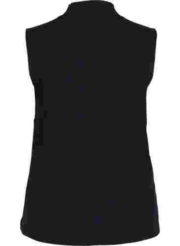 Katoenen top met hoge hals en ribstructuur, Black, Packshot image number 1