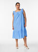 Midi-jurk in katoen met ruches, Blauw, Model image number 0