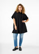 Lang shirt van viscose met korte mouwen, Black, Model image number 2