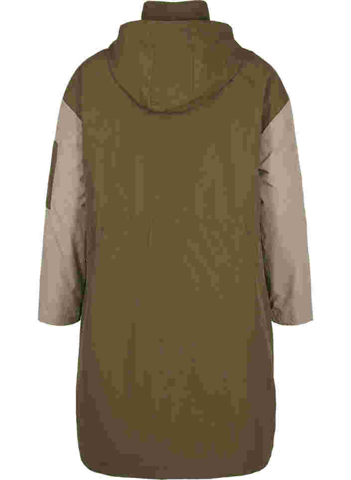 Contrasterende jas met zakken, Dark Olive Comb., Packshot image number 1
