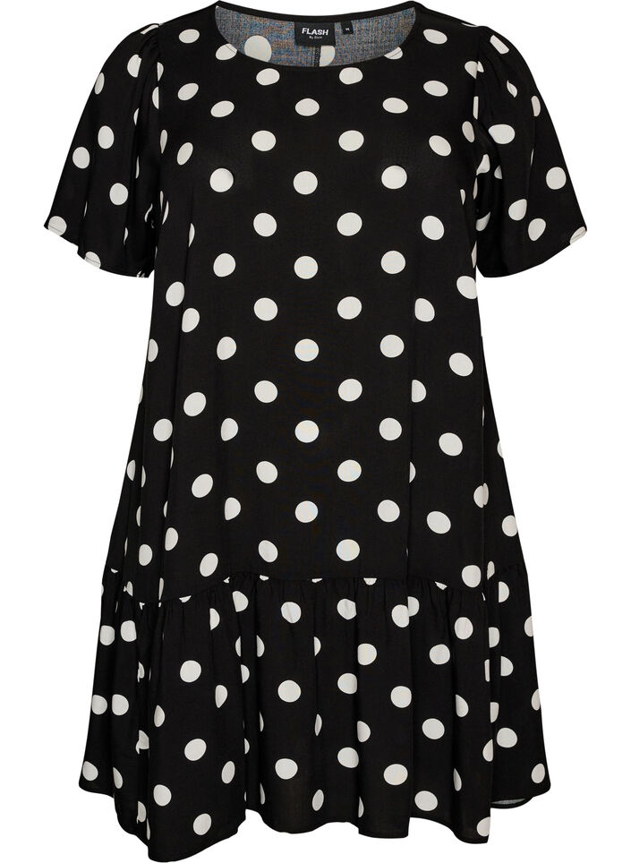 Jurk van viscose met coupenaad, Zwart, Packshot image number 0