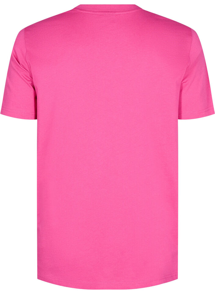 Basic katoenen T-shirt met ronde hals, Roze, Packshot image number 1