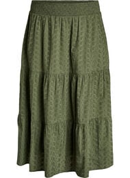 Enkellange katoenen rok met gesmokte taille, Groen
