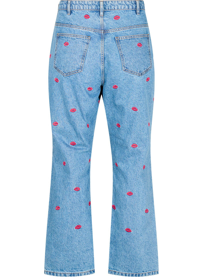 Hoge taille Gemma jeans met lippen, Blauw, Packshot image number 1